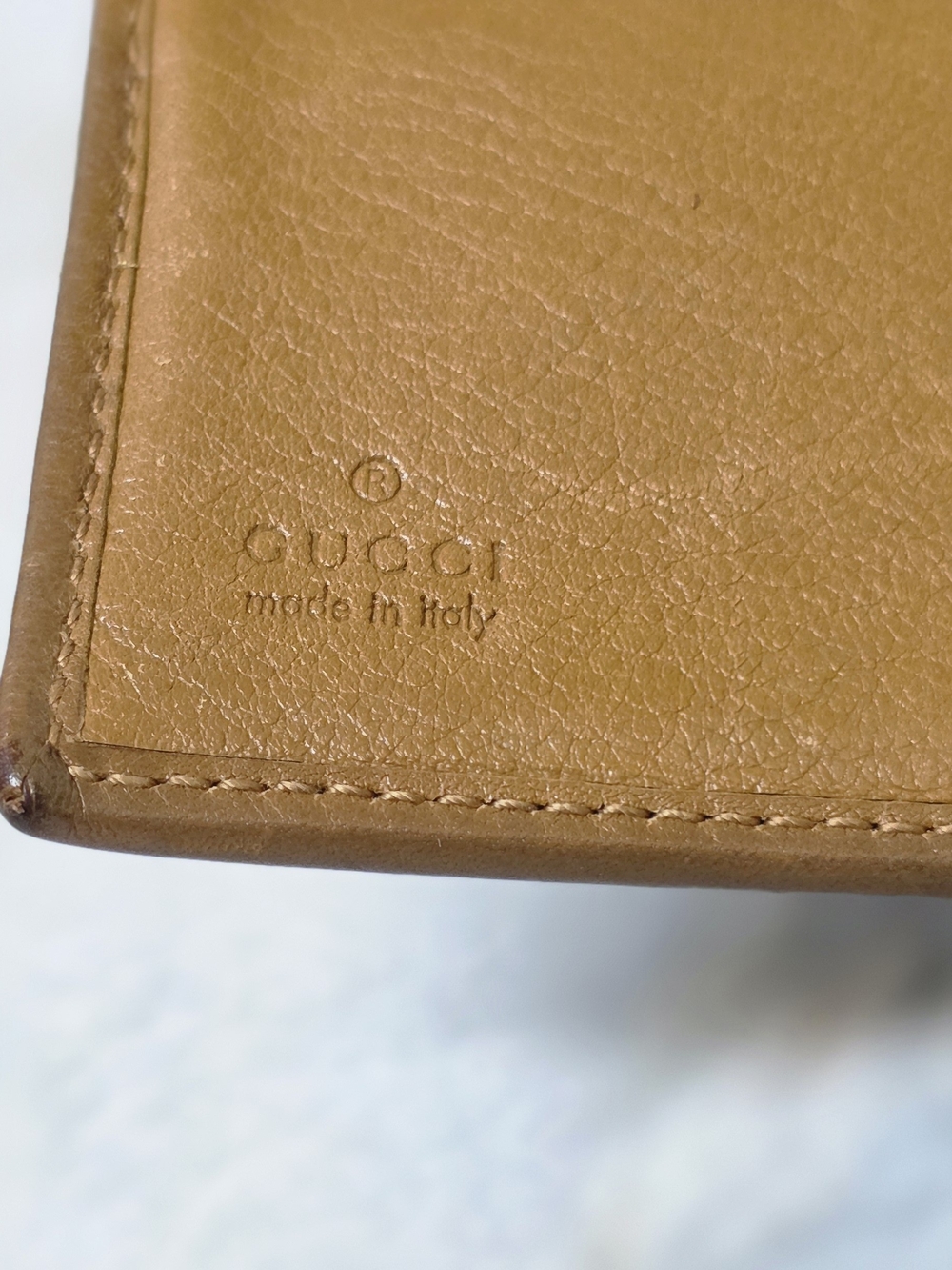 Authentic Vintage Gucci Tan Leather Bifold Wallet Web Stripe Clasp Made in Italy - Picture 10 of 16
